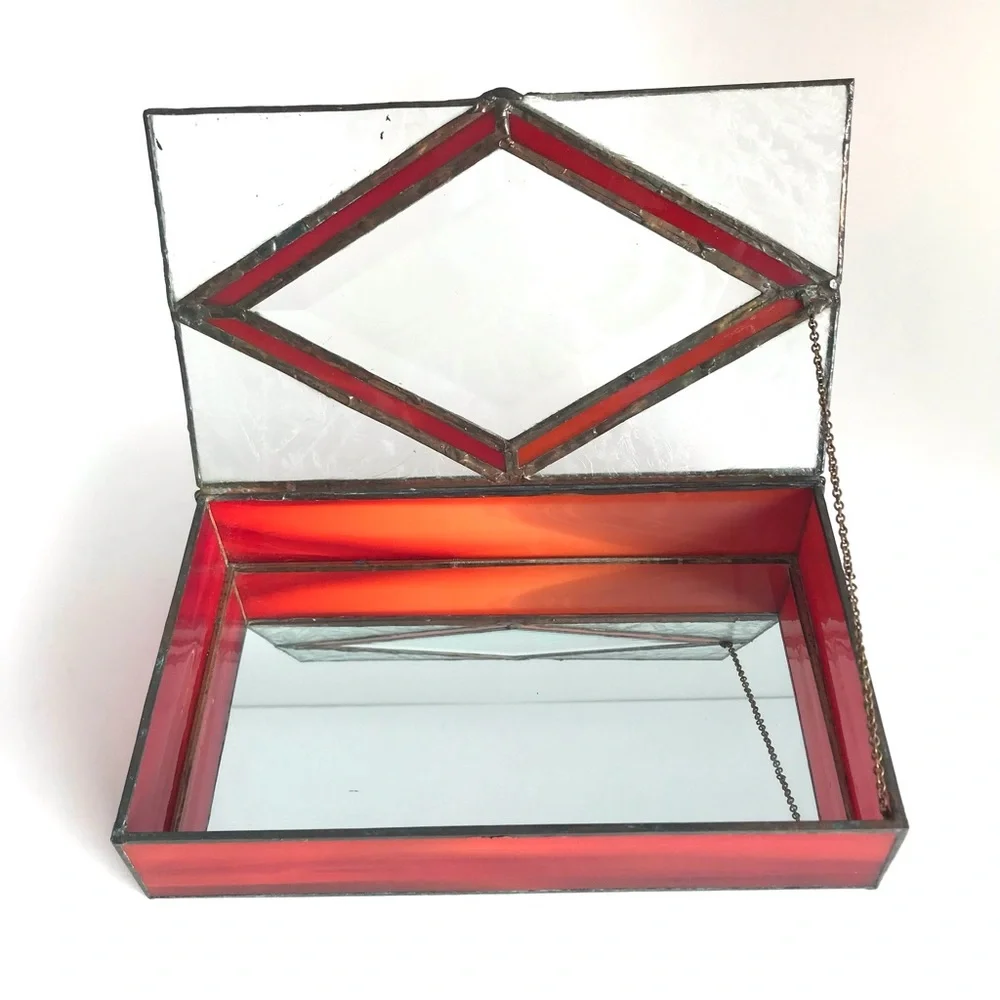 Vintage Stained Glass Jewelry Box